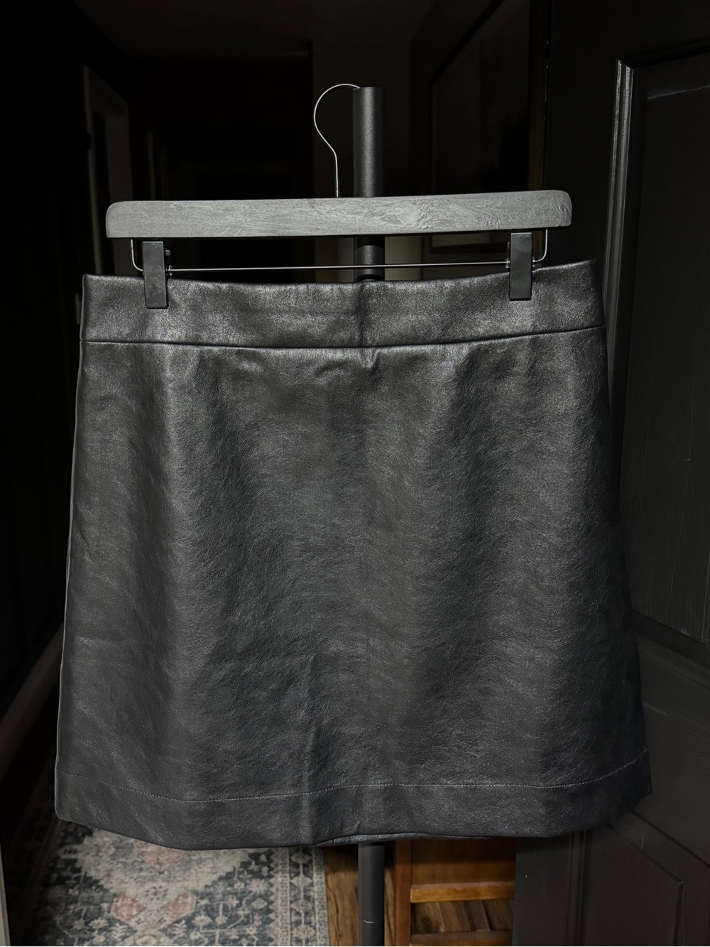 {J. Crew} Black Faux Vegan Leather A-Line Mini Skirt WSK46 - Picture 7 of 7
